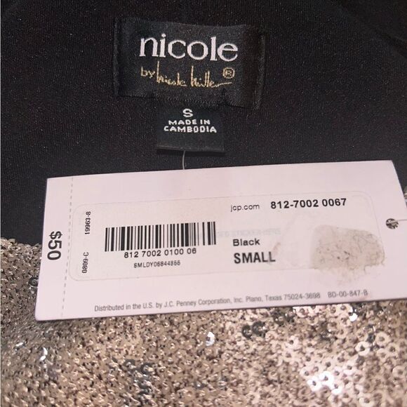 NWT Nicole by Nicole Miller black gold sequin top size S - Picture 3 of 3